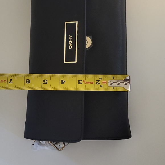 NWOT/still wrapped DKNY crossbody bag, black faux leather and gold hardware - Picture 8 of 9